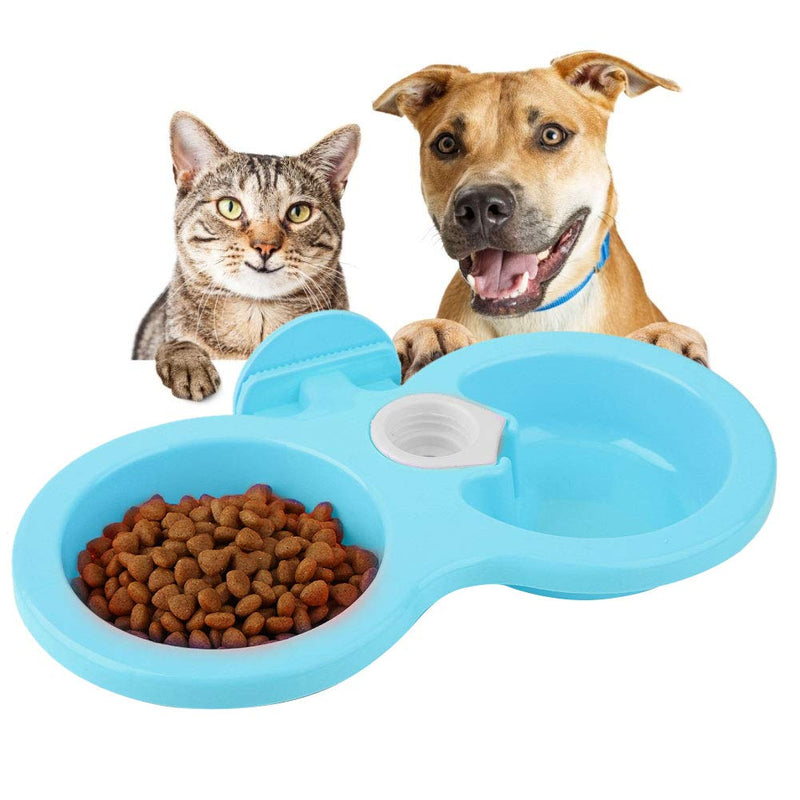 Dual Hanging Pet Bowl Pet Food Water Feeder Feeding Bowl Dog Cat Rabbit Bird Food Basin Dish with Bottle Cap Fastener Design for Crates Cages(Blue) Blue - PawsPlanet Australia