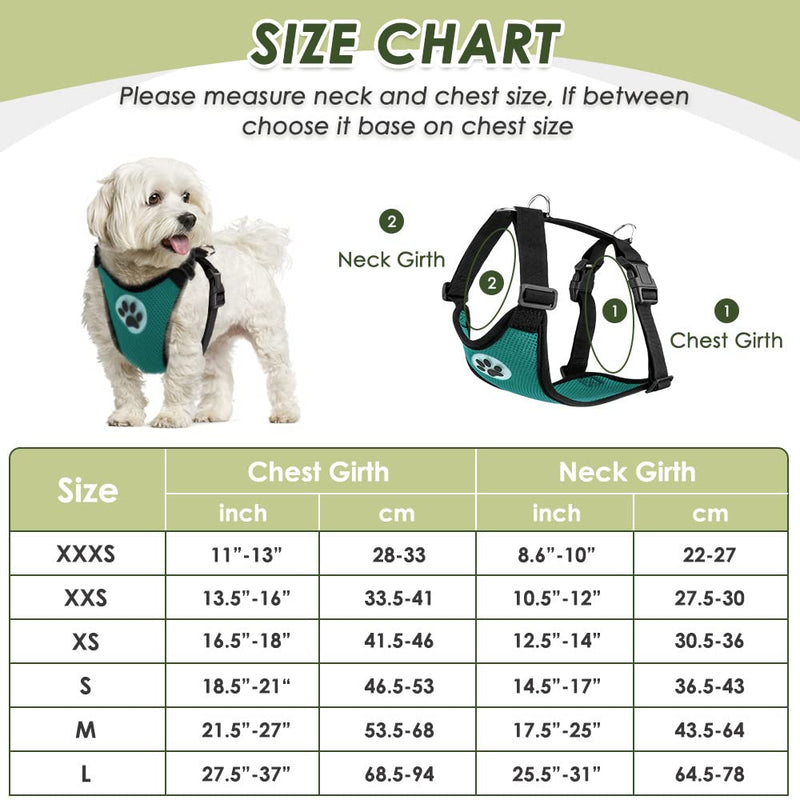 SlowTon Dog Harness with Seat Belt for Car, Double Layer Breathable Latex Mesh Puppy Harness, Regular Safety Harness Dog for All Everyday Sports (Green, S) Green - PawsPlanet Australia