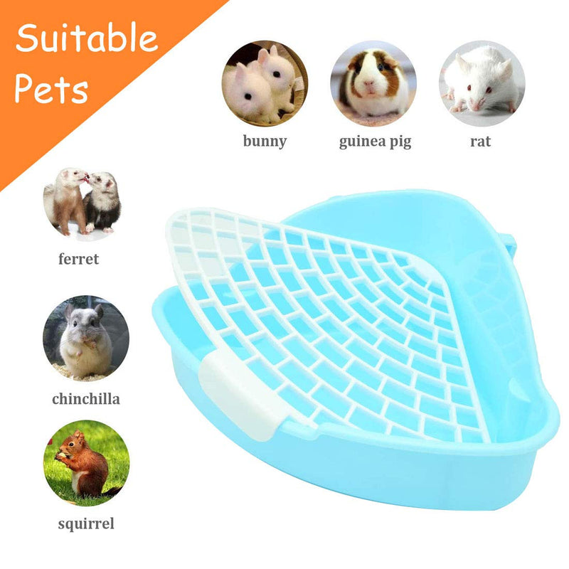 Hamiledyi Bunny Litter Pet Toilet Potty Trainer Corner Pan Bedding Box for Small Animal Guinea Pig Ferret Hamster Dwarf Rabbit(White) Blue - PawsPlanet Australia