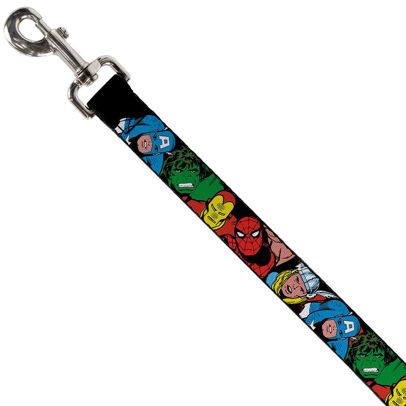 [Australia] - Buckle-Down Dog Leash 5 Marvel Characters Black Available in Different Lengths and Widths for Small Medium Large Dogs and Cats 6 Feet Long - 1" Wide 