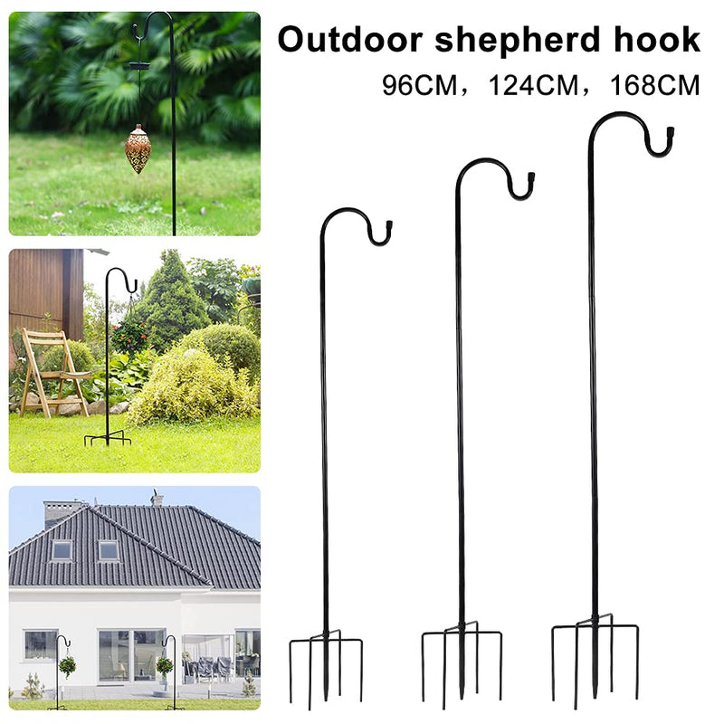 Adjustable Height Shepherd Crook Hooks with 5 Prong Base, Heavy Duty Rust Resistant Metal Border Hook for Bird Feeders, Solar Lights, Lanterns, Flower Ball, Plant and Christmas Decorations(168cm) Height 168cm Diameter 1.6cm - PawsPlanet Australia