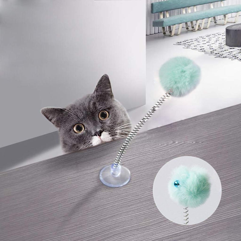 ZPP Fun Cat Stick Retractable Toys Wand Feather Fur Ball Kitten with Suction Cup Jingle Bell Fluffy Mice Wands Pet Toys Exerciser Play Teaser Catcher Home Pet Care - PawsPlanet Australia