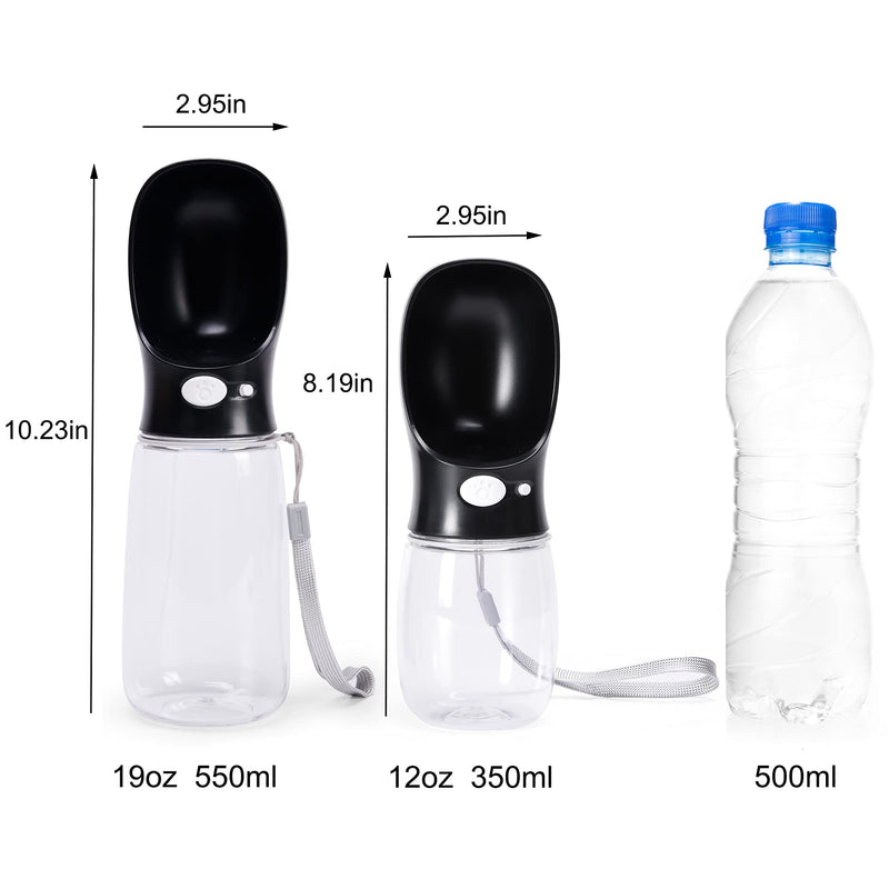 COFOETLN Dog Water Bottle, 12-19OZ Portable Pet Water Bottles for Outdoor Walking, Hiking, Travel, Leak Proof, Drink Bottle Bowls BPA Free, Food Grade Plastic 12oz Black Plus - PawsPlanet Australia