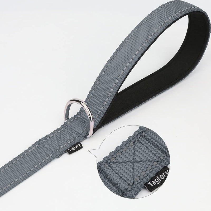 Taglory Dog Leash Medium Large Dogs Lightweight | Double-sided reflective | Padded handle | Support 10 to 75 kg | 1.8mx 2.5cm | Gray 1.8 m x 2.5 cm (pack of 1) - PawsPlanet Australia