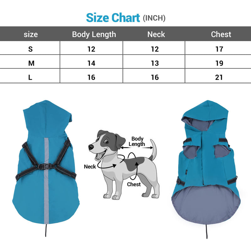 LAKWAR Dog Raincoat Hooked Dog Rain Jacket with Harness for Small Dogs Puppies,with Reflective Strip Waterproof and Lightweight for Outdoor Green - PawsPlanet Australia