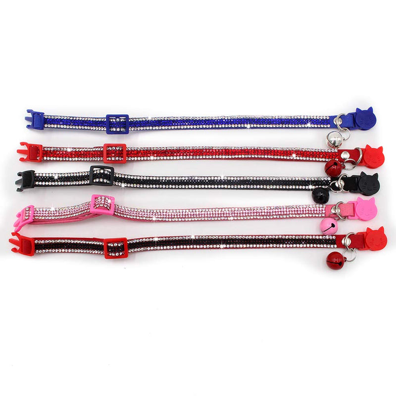 Small Pet Collar,Bling Bling Rhinestone Adjustable Comfort Microfiber Soft Cat Collars Pet Buckle Collar with Bell for Cats Puppy Small Dogs,S Pink S: Neck Circumference 25-32cm - PawsPlanet Australia