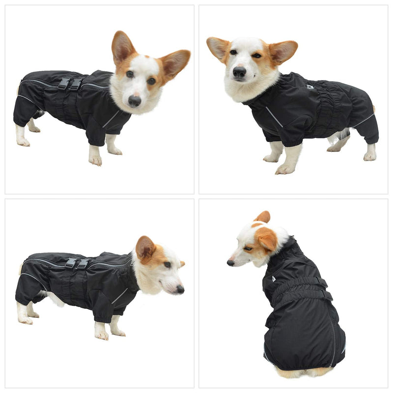 Lovelonglong Dogs Waterproof Jacket, Lightweight Waterproof Jacket Reflective Safety Dog Raincoat Windproof Snow-Proof Dog Vest for Small Medium Large Dogs XS (-5lbs) Black - PawsPlanet Australia