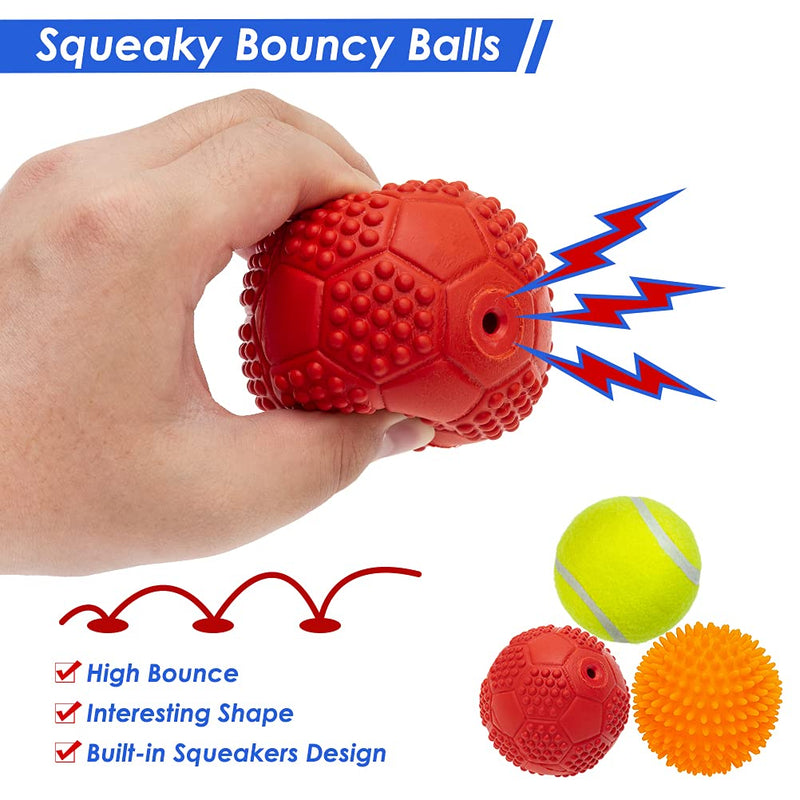 Dog Squeaky Toy Balls Interactive Toys Set - 5 Different Functions Balls - Tennis Ball Food Treat Dispensing Toys Chew Teething Ball IQ Puzzle Fetching Resistant Rubber for Small Medium Large Dogs - PawsPlanet Australia