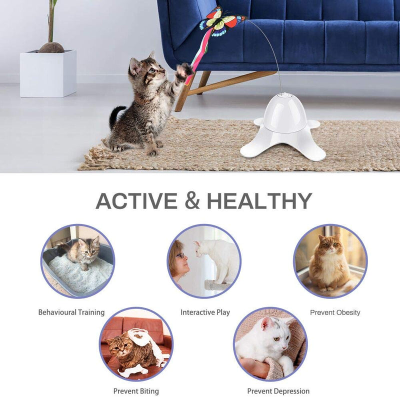 [Australia] - LINGSFIRE Interactive Cat Toys, Automatic Rotating Cat Butterfly Toy, Lifelike Flying Movement and Realistic Fluttering Sound Cat Interactive Toys for Indoor Cats (Battery is Not Included) 