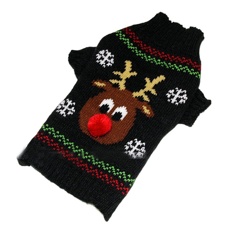 Xiaoyu Dog Sweater Pet Clothes for Dogs Christmas Reindeer, Black, XXS - PawsPlanet Australia