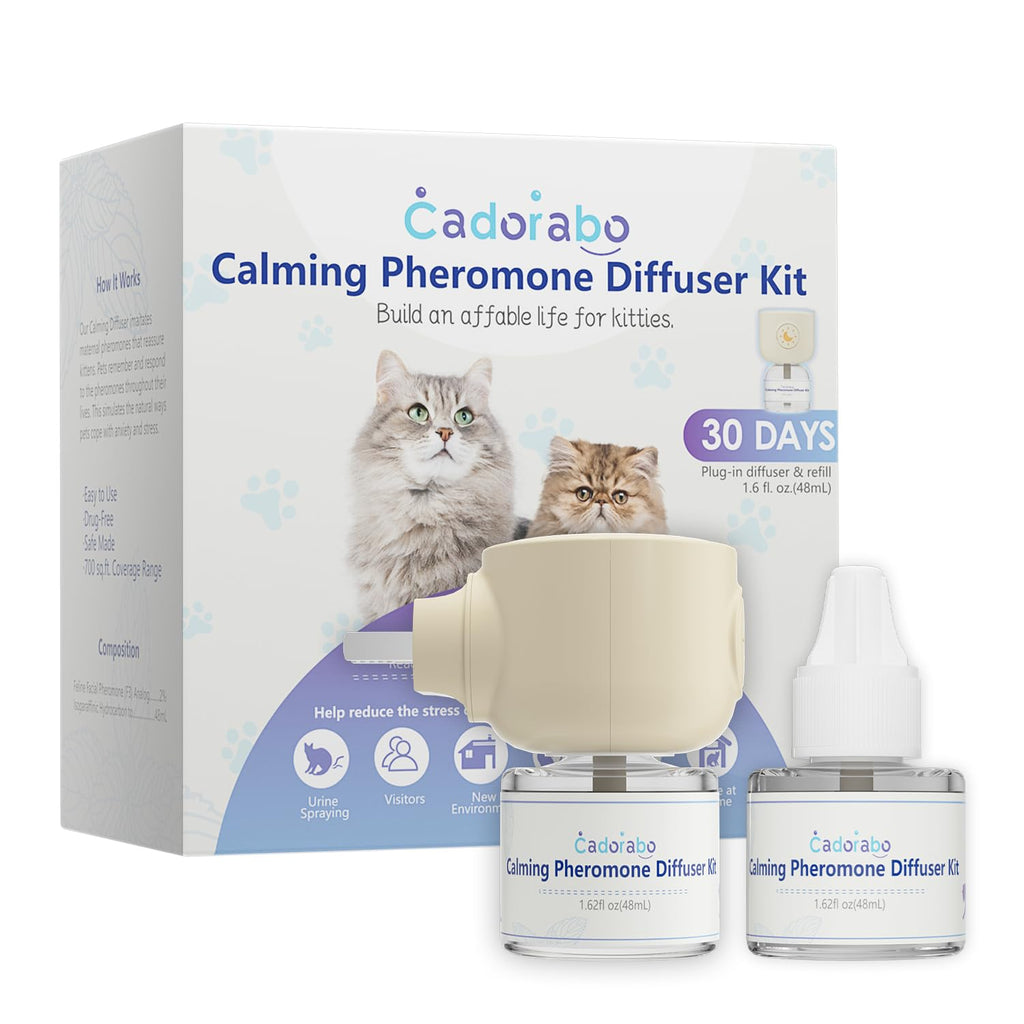 Cat Pheromones Calming Diffuser, 2 in 1 Cat Calming Starter Kit (Diffuser Head + 48mL Vial), Effectively Relieve Anxiety Stress Cat Calming Diffuser, Cat Pheromones for Cat Anxiety Relief 1 Pack - PawsPlanet Australia