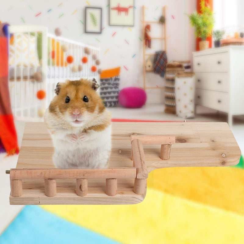 Felenny Pet Perch Platform Stand Wood Rest Platform with Railing Small Pet Toys Cage Accessories Exercise Toys Sector for Hamster Small Animals Climbing - PawsPlanet Australia