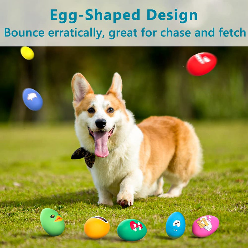 Squeaky Dog Ball, [8 Pack] Interactive Latex Rubber Dog Squeak Toys, Soft Bouncy Fetch Egg Shape Pet Balls for Dog (8 PACK) 8 PACK - PawsPlanet Australia