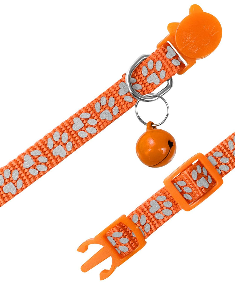 Taglory Reflective Cat Collar with Safety Clasp and Bell, Pack of 2 Adjustable Collars for Cat Kittens, 19-32 cm, Orange 19-32 cm (Pack of 2) - PawsPlanet Australia
