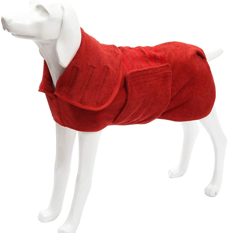 GZGZADMC Dog Drying Coat, Absorbent Dog Bathrobe Towel Adjustable Microfibre Dog Robe Towel, Fast Drying Super Absorbent Pet Dog Dressing Gown, 38-44cm Dog Back Range Red M:38-44cm Back - PawsPlanet Australia