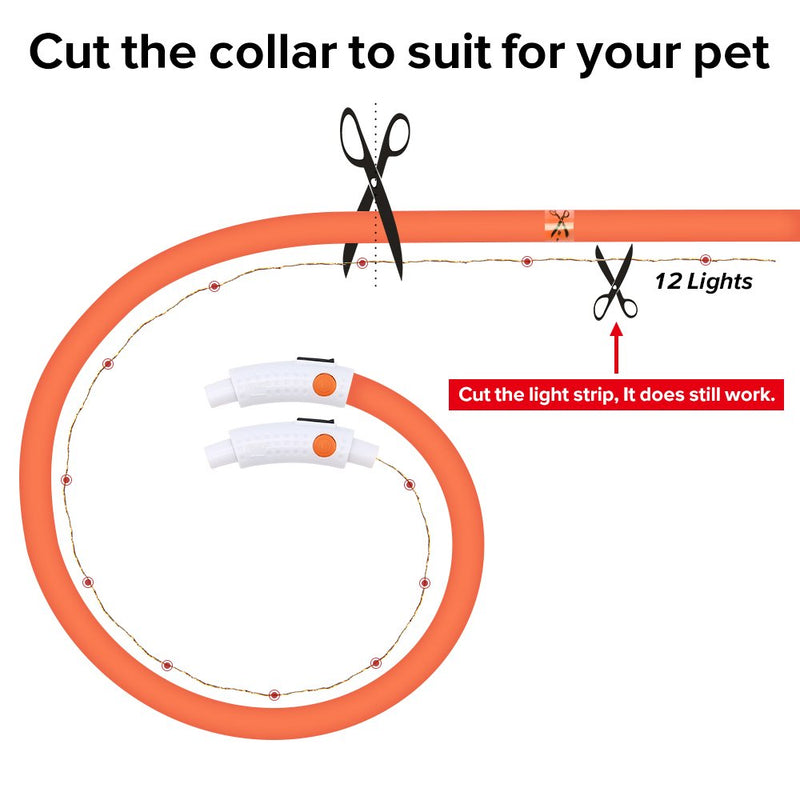 [Australia] - HiGuard LED Dog Collar, USB Rechargeable Glowing Pet Safety Collars, Adjustable Water-Resistant Flashing Light Up Necklace Collar Make Your Dogs High Visible & Safe in the Dark (1 Pack-Orange) 