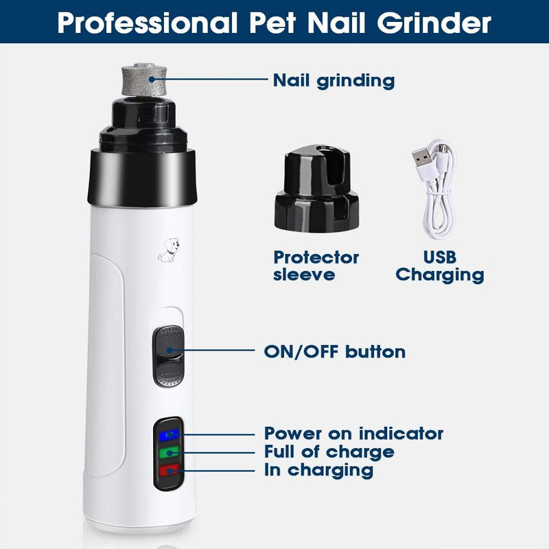 Oumefar Pet Nail Grinder Quiet Electric Dog Nail Clipper USB Charging Dog Paws Trimmer Clipper 3Ports Fits All Kinds of Pets - PawsPlanet Australia