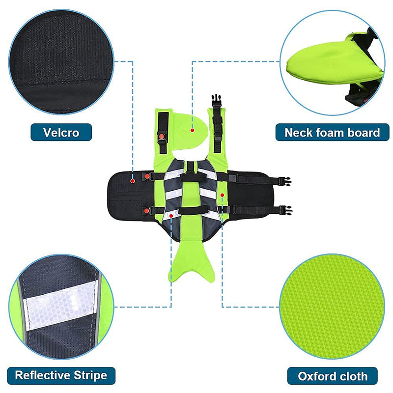 FOFRER Dog Life Vest with Rescue Handle and Adjustable Harness, Higher Buoyancy and Visibility not Easy Tear Safety Jacket for Swimming, Pools, Beaches, Boating (Small) Green Small - PawsPlanet Australia