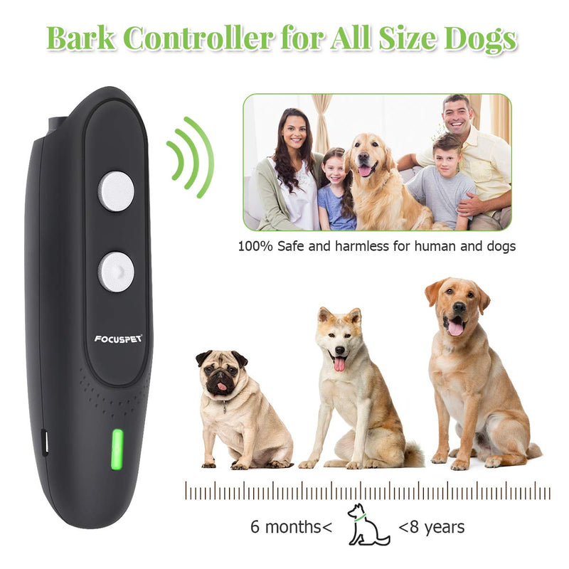 [Australia] - FOCUSPET Barking Dog Deterrent Ultrasonic, Anti Bark Control Device 3 Adjustable Mode Dog Bark Control USB Rechargeable 16.4 Ft Range Dog Training Equipment Bark Deterrent Outdoor Indoor 
