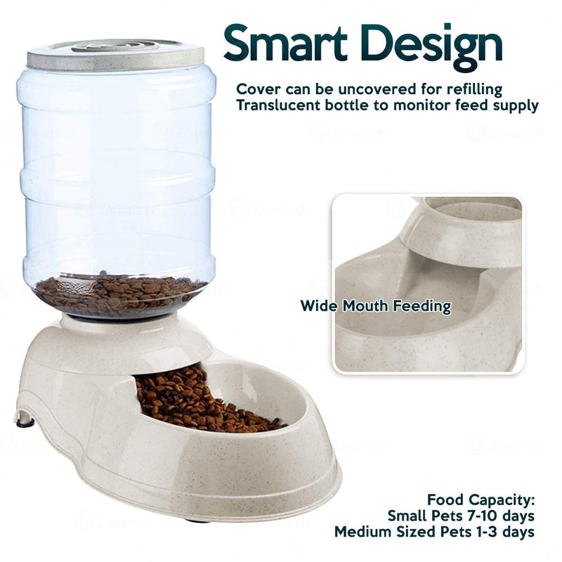 [Australia] - Zone Tech Self-Dispensing Pet Feeder - Premium Quality Durable Self-Dispensing Gravity 1 Gallon Pet Feeder 