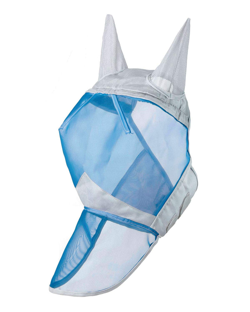 Harrison Howard CareMaster Fly Mask Full Face Silver/Blue Retro Cob - PawsPlanet Australia