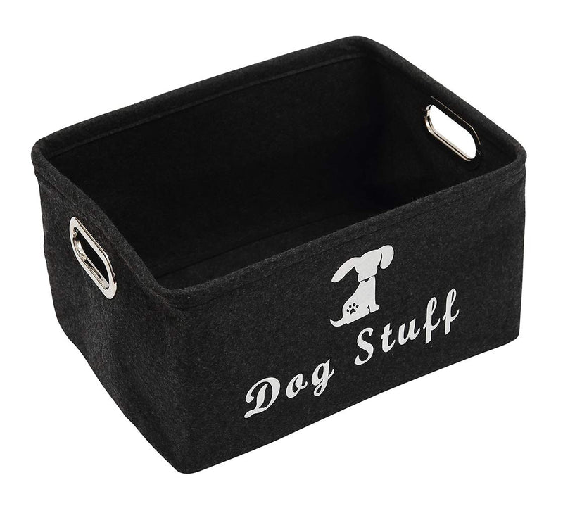 [Australia] - Geyecete Dog Apparel & Accessories/Dog Toys/Pet Supplies Storage Basket/Bin with Handles, Collapsible & Convenient Storage Solution for Office, Bedroom, Closet, Toys, Laundry "Dog Stuff" Dark Grey 