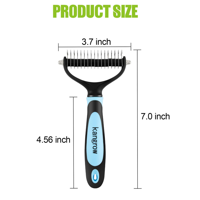 Kangrow Safe Undercoat Rake for Cats and Dogs with Double Sided Stainless Teeth, Dematting Comb Effectively Removes Pet's Hair Knots, Tangled Hair and Flying Hair, Professional Pet Grooming Brush Tool - PawsPlanet Australia