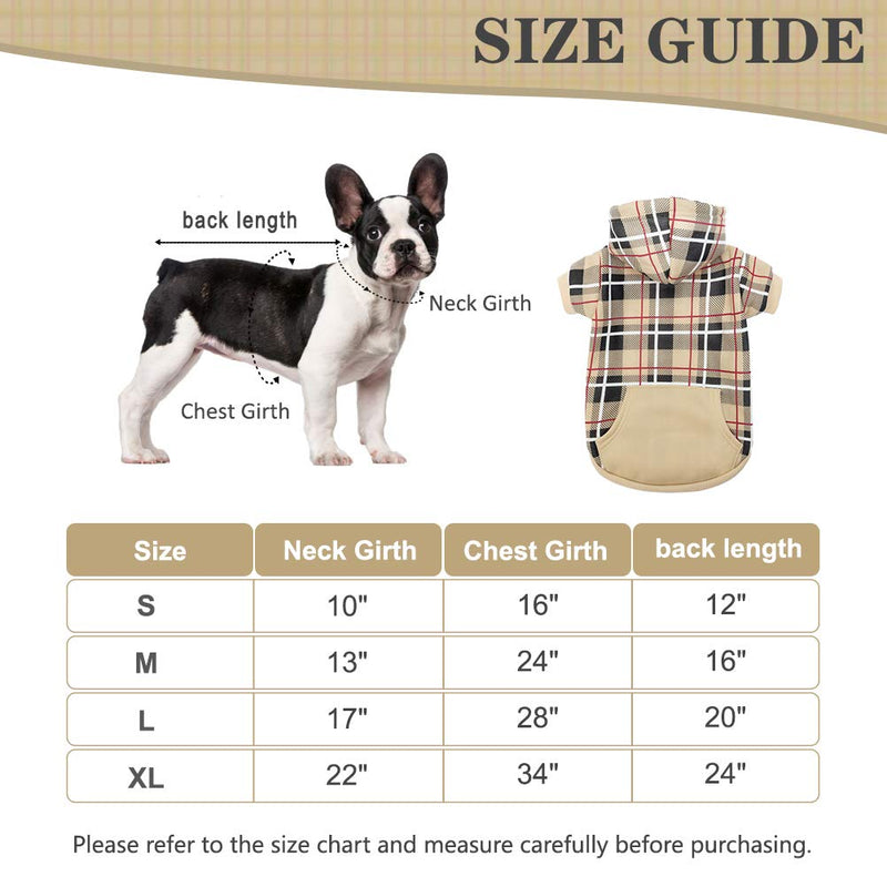 [Australia] - EXPAWLORER Plaid Dog Hoodie - British Style Plaid Pet Sweaters with Hat for Small Medium Large Dogs 