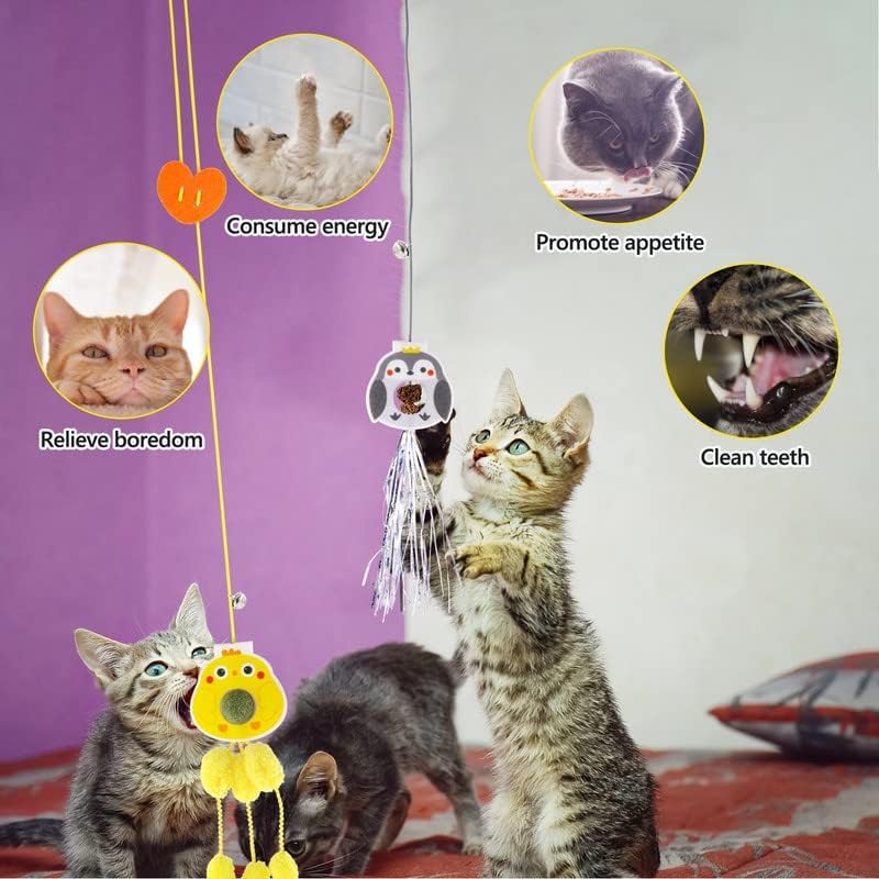 Pack of 3 Cat Toys Self-Employment Hanging Door Frames with Catnip, Interactive Cat Toy Door Hanging Bouncing Retractable for Cat Run and Anti-Boredom - PawsPlanet Australia