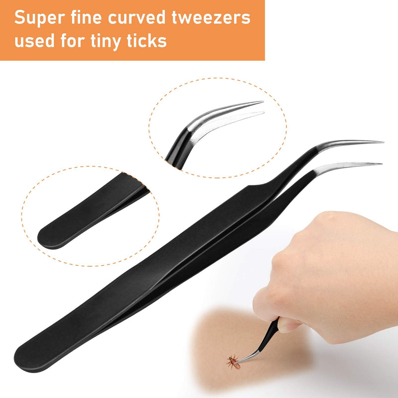 COITEK 3 in 1 Tick Remover Kit, Black Tick Remover Tweezers Stainless Steel Tick Remover Tools Set for Pet Dog, Cat, Human with Storage Box - PawsPlanet Australia