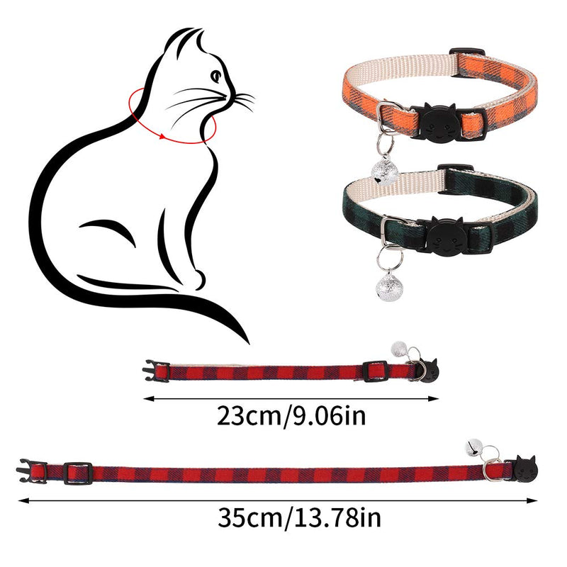 Heyu-Lotus Quick Release Cat Collars with Bell, Adjustable Breakaway Buckle Kitten Safety Collars Plaid Pattern Pet Collars, Perfect for Small Cats, Kitties, Puppies - PawsPlanet Australia