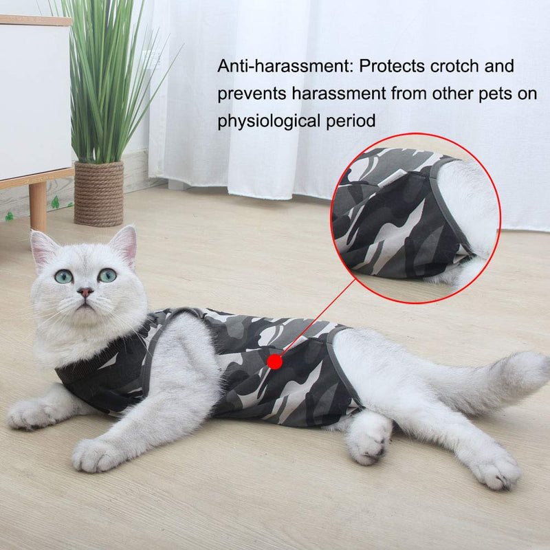 Due Felice Cat Professional Surgical Recovery Suit for Abdominal Wounds Skin Diseases, After Surgery Wear, E-Collar Alternative for Cats Dogs, Home Indoor Pets Clothing (Medium, Camouflage) M - PawsPlanet Australia