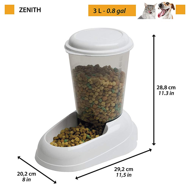 Ferplast Dry Food Dispenser for Dogs and Cats 3 Litres ZENITH Practical Pet Feeder Food Dispenser Biscuits for Animals, Transparent Tank With Lid, Non-Slip Bottom, 20,2 x 29,2 x h 28,8 cm Blue - PawsPlanet Australia