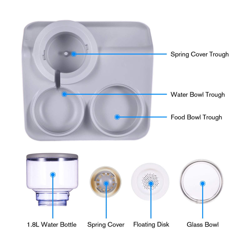 Pet Food Feeder and Automatic Water Dispensers Set, Detachable Dog Feeder Bowl No-Spill Pet Food Water Bowls for Cats and Dog - PawsPlanet Australia