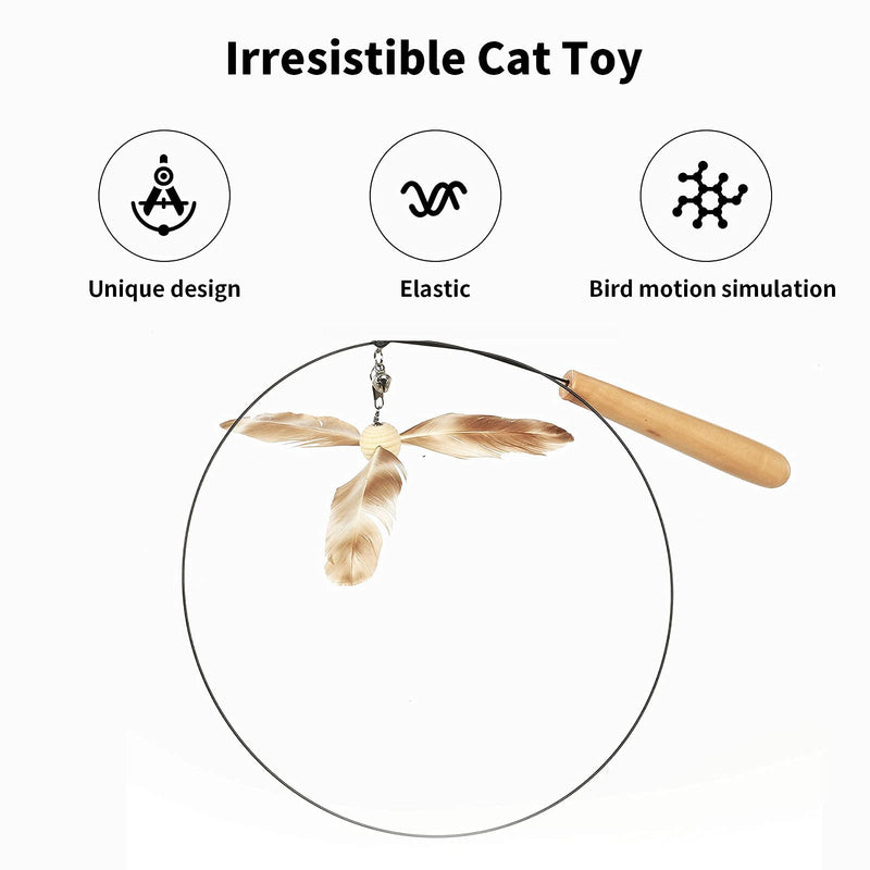 FUKUMARU Cat Toy Set , Giraffe Cat Kicker Chew Toy & 35.5 inch Steel Wire Cat Wand Teaser, Stuffed Animal for Kittty with Silvervine, Cat Feather Stick with Replacement, Toy for Indoor Cats 2 Pcs - PawsPlanet Australia