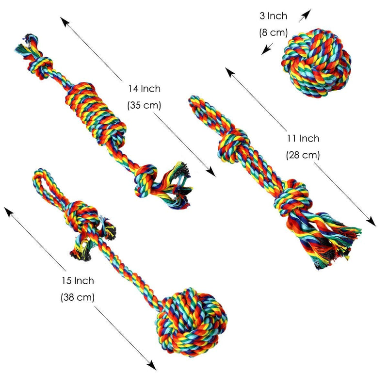 VIEWLON Dog Rope Toys, Dog Toy Set, Rope Ball, Cotton Knot, Chew Toy, Dog Interactive Toy, Beneficial to Dog's Mental Health, Dental Health, and Teeth Cleaning,Best Gift for Small/Medium Dogs (4 Pcs) - PawsPlanet Australia