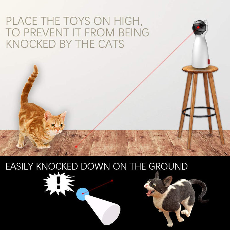 [Australia] - IIKOOPEEK Cat Laser Toys Automatic Interactive Pet Laser Point Toy for Cats Kitten Dogs Range and Height Adjustable USB/Battery Charging Operated Silent 5 Random Pattern Adjustable 