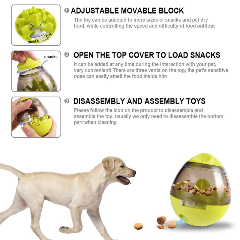 Hosdog Automatic Pet Slow Feeder Tumbler, Interactive Dog Food Ball, Fun Pet Puzzle Feeding Toy Increases IQ, Provides Continuous Fun and Healthy Habits for Puppy Dog Cat (Green) Green - PawsPlanet Australia