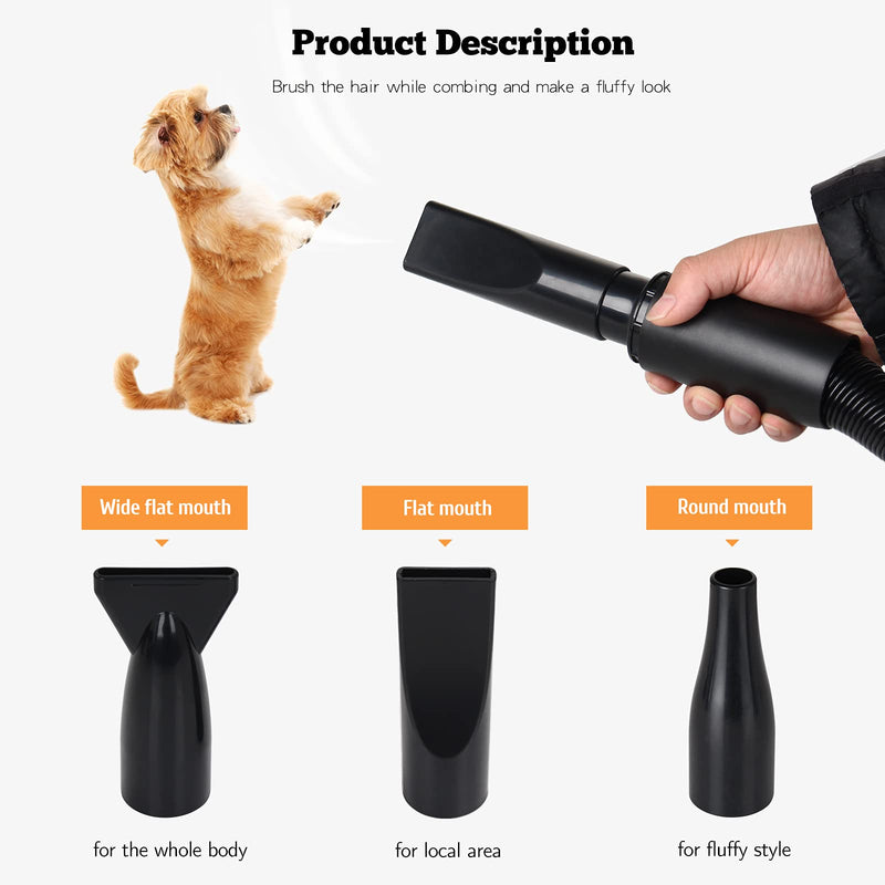 DAWOO 2800W Dog Hair Dryer Blaster Pet Grooming Hair Dryer High Velocity Motorbike Dryer Low Noise Temperature Heater with 2.5M Flexible Hose and 3 Nozzles (Black XK) Black XK - PawsPlanet Australia