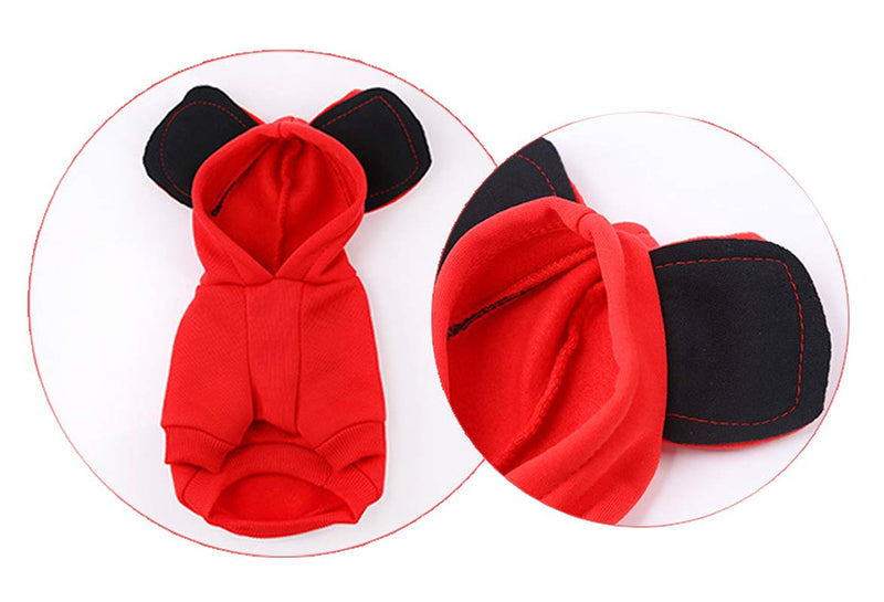 Xiaoyu Pet Dog Hooded Clothes Apparel Puppy Cat Warm Hoodies Coat Sweater for Small Dogs with Cute Hat, Rose, L - PawsPlanet Australia