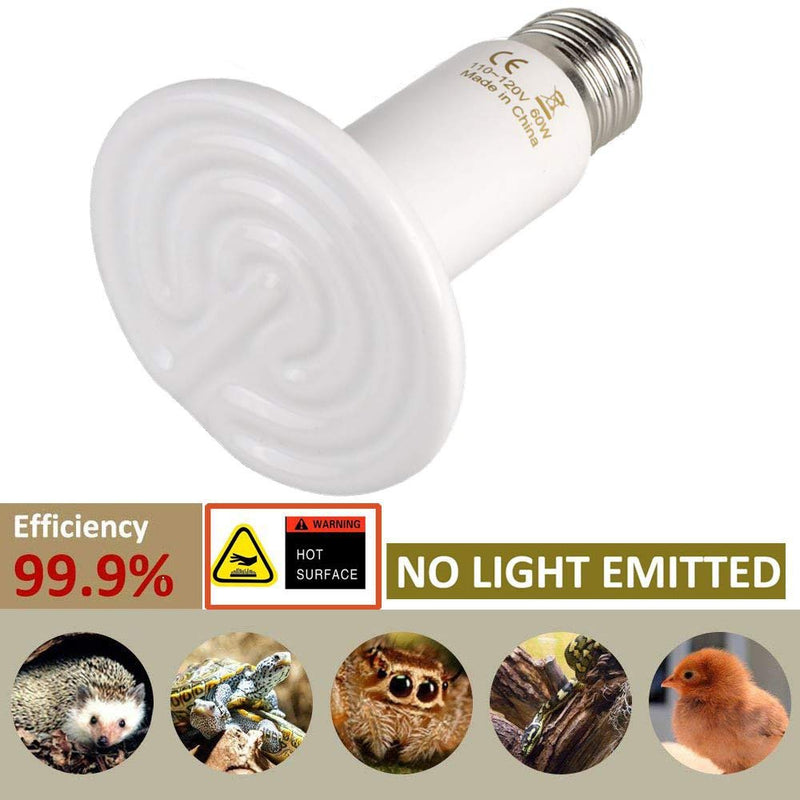 [Australia] - BOEESPAT Ceramic Heat Emitter 250W/150W/100W/60W Reptile Ceramic Heat Lamp Brooder Coop Pet Infrared Ceramic Lamp Bulb 60w 