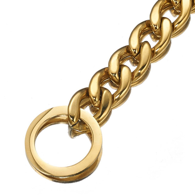 [Australia] - GZMZC 13/15/19mm Strong Gold Plated Stainless Steel NK Link Chain Dog Pet Collar Choker Necklace 12-36inch 15mm width 14" recommend dog's neck:10" 