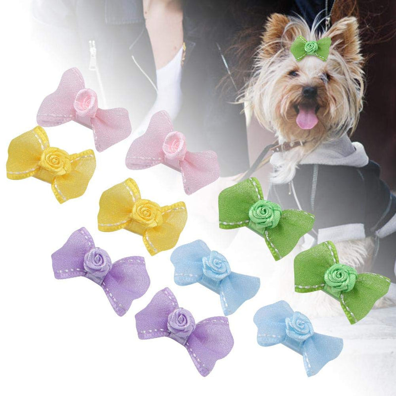 Sheens 10PCS Pet Hair Clip, Lovely Pets Hair Clips Bowknot Clip Hairpins Cats Dogs Hair Accessories with Clip Handmade Small Middle Hair Bows Topknot - PawsPlanet Australia