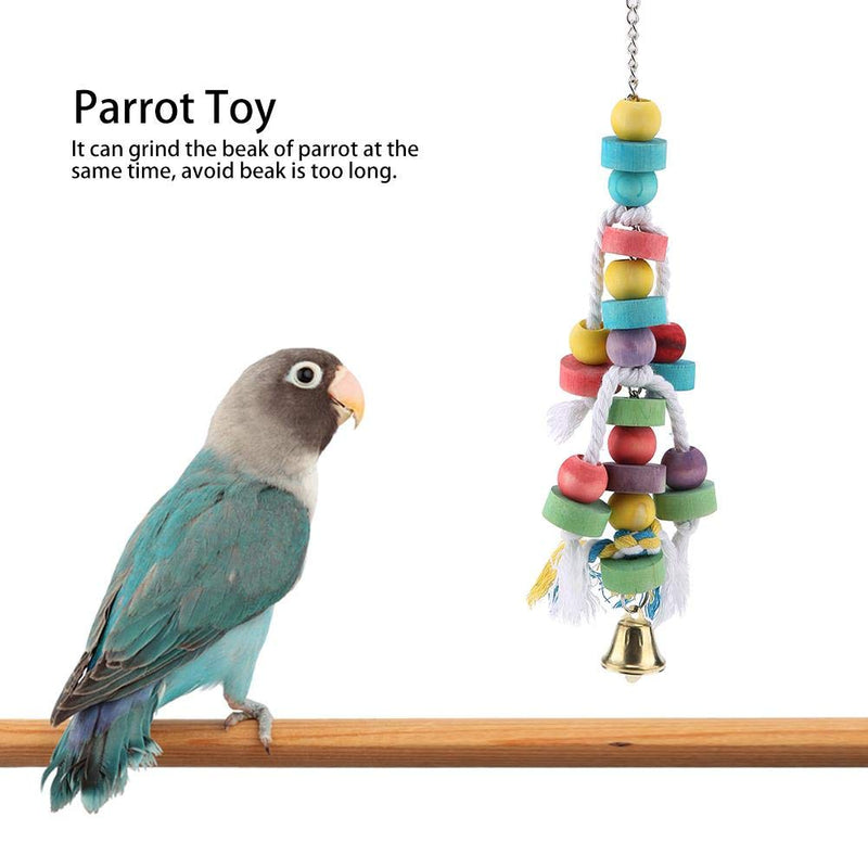 HEEPDD Parrot Chew Toy, Colorful Natural Wooden Hanging Bite Toys with Bell Cage Play Toy Supplies for Macaw African Grey Amazon Cockatoo Budgies Parakeet Cockatiel Lovebird - PawsPlanet Australia