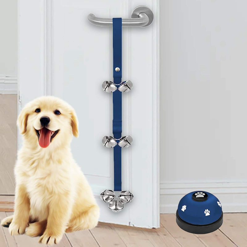 ToKinCen Dog Bell, Training Potty Pet Doorbell Adjustable Door Press Bell for Toilet Training Hunting 7 Large Dog Training Bells Clear Ring Pet Tool Communication Device with Whistle (Blue) - PawsPlanet Australia