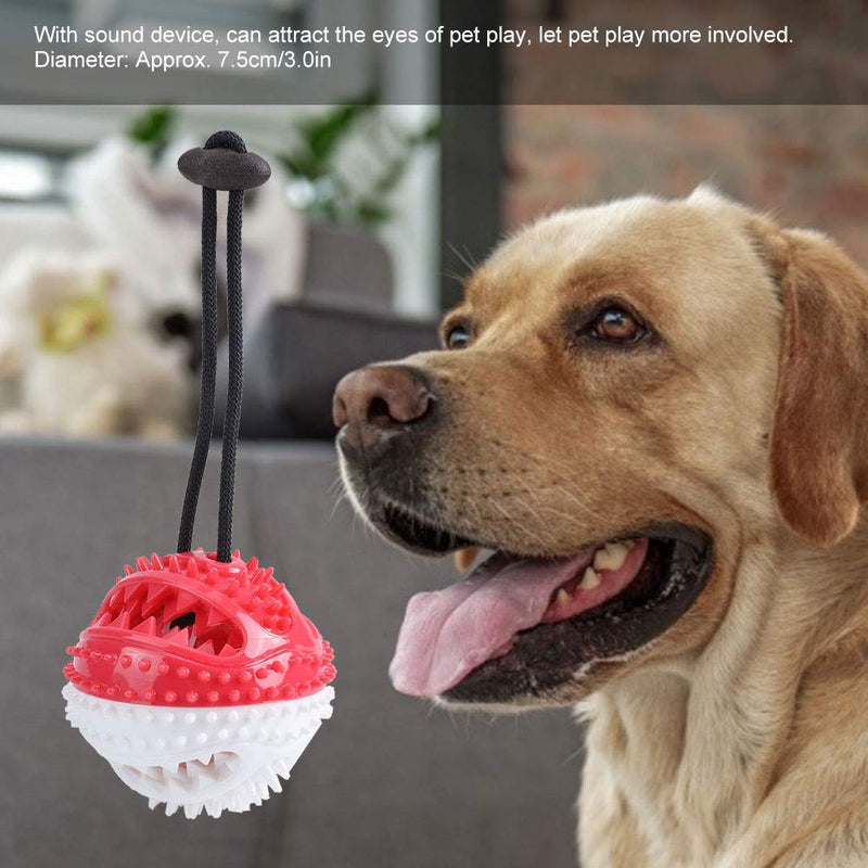Pet Food Leaking Ball with Bell Sound Dog Molar Cleaning Toy Silicone Red Blue Red White Puzzle Toy(3.0in) (Red White) - PawsPlanet Australia