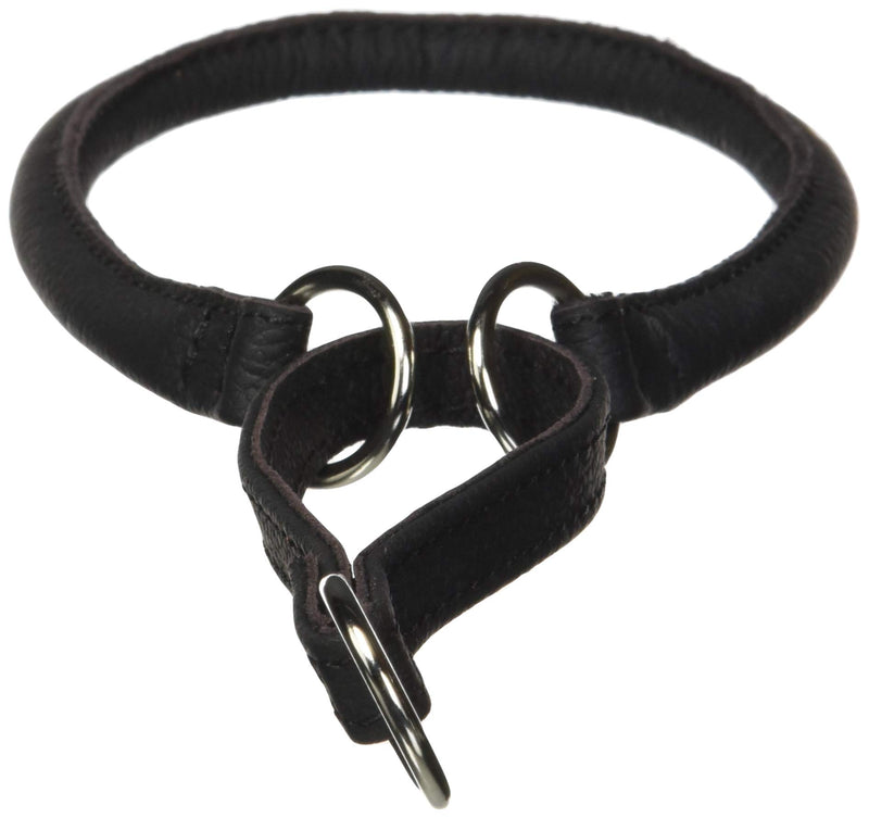 [Australia] - Dogline 3/8-Inch Wide Soft Rolled Genuine Leather Martingale Collar, 18-Inch, Black 