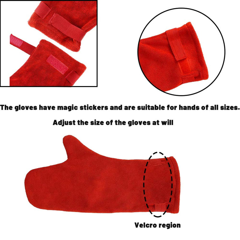 YANGWX Dog Drying Mitts, Drying Dog Towel Glove Microfiber Material Absorb Moisture and Dry Pet Quickly, Dog Drying Glove Towel Great for Drying Dog or Cat Fur After Bath- Pack of 2-Red - PawsPlanet Australia