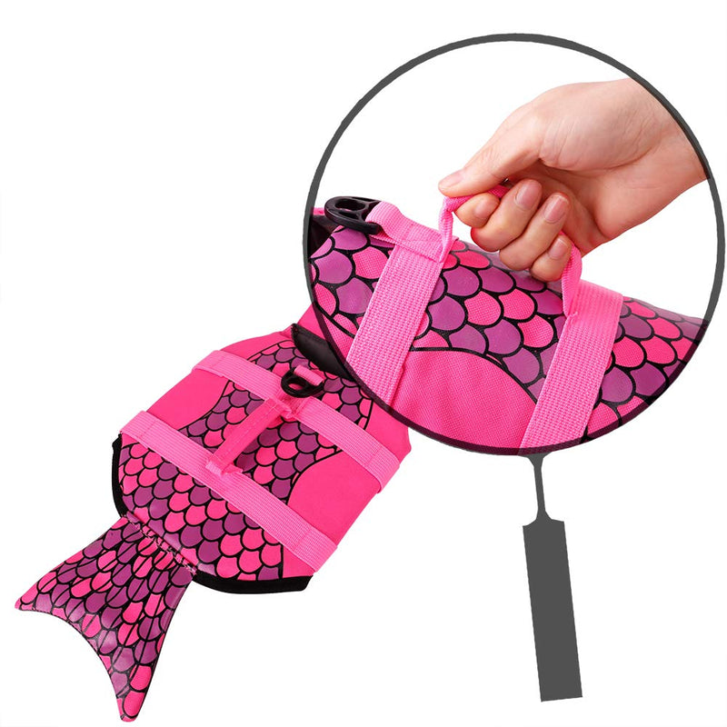 [Australia] - PETCEE Mermaid Dog Life Jacket for Swimming Dog Life Vest with Rescue Handle XS Pink 