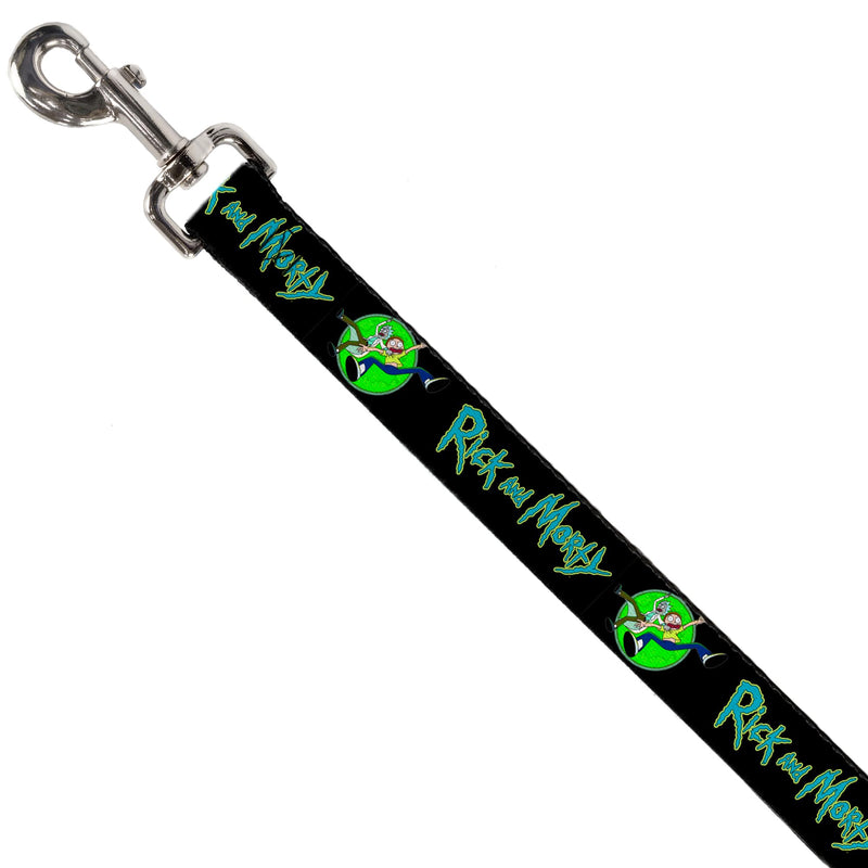 Rick and Morty Pet Leash, Dog Leash, Rick and Morty Title Logo and Portal Pose Black, 6 Feet Long 1.0 Inch Wide 6 Feet Long - 1" Wide - PawsPlanet Australia